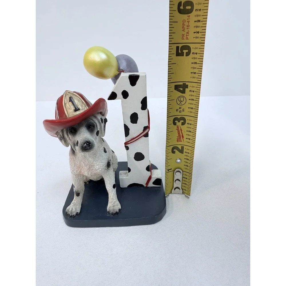 Red Hats of Courage Year 1 Birthday Firefighter Dog Dalmatian Cake Topper